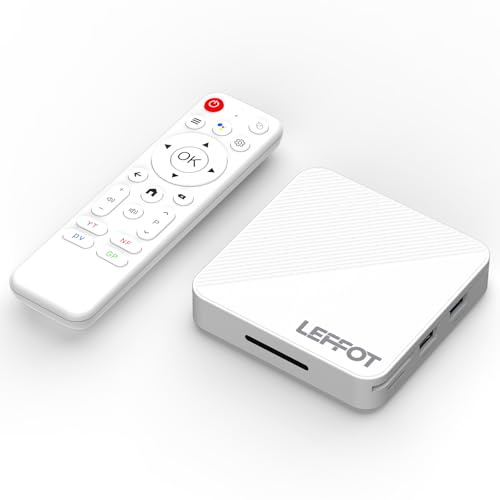 Android 14 TV Box 2025, 2Go RAM + 16Go ROM, LEFFOT 4K Ultra HD Boitier Android TV, 4K@60Hz Sortie Vidéo, Boitier IP-TV avec Contrôle Vocal, WiFi 6, BT 5.4, 100M Ethernet, HDR10, RK3518 Quad-Core A53