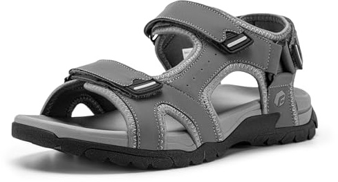 FitVille Men’s Wide Fit Walking Sandals with Arch Support, Adjustable Hook & Loop Straps, Comfortable Summer Sandals for Swollen Feet