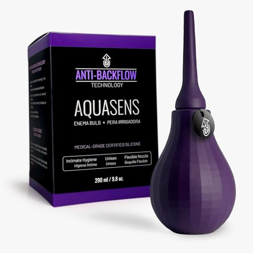 AQUASENS Boltex Medical Enema Bulb - Antiriflusso - 290 ml – Clistere a Bulbo, Peretta Clistere in Silicone Medico, Doccia Anale e Lavaggio Intimo, Valvole Doppie, Ugello Smontabile (Viola Profondo)