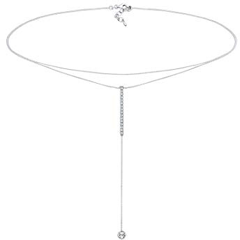 Elli Halskette Damen Y-Kette Solitär mit Kristallen in 925 Sterling Silber