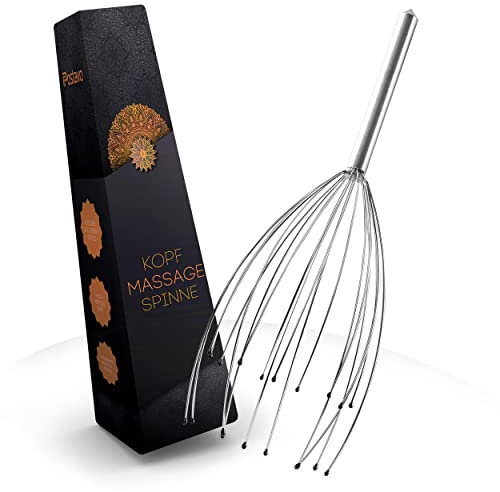 Postavo [ORIGINAL] Kopfmassage Spinne - Kopfmassagegerät mit 20 Fingern - Für perfekte Entspannung & eine bessere Durchblutung - Kopfhaut Massagebürste mit ergonomischen Griff aus Edelstahl