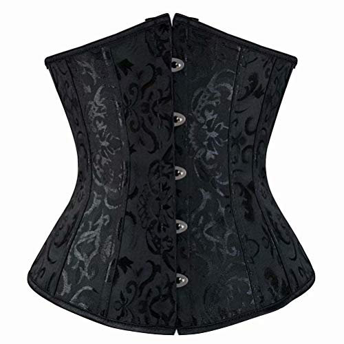 Josamogre Unterbrust Korsett Damen Corset Corsage Halbbrust Top Gothic ElegantBurlesque Sexy Schwarz M