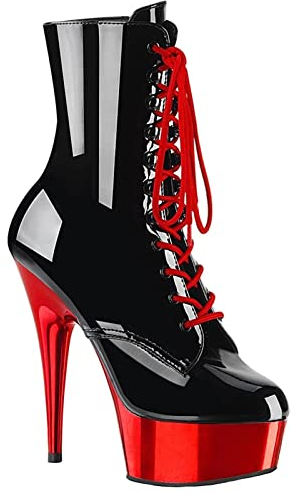 BeAUZQ 6IN Stiletto Ankle Booties Fetisch High Heels Damenmode Gold Leder Booties Sexy Stripper Nachtclub Pole Dance Pumps Schuhe Größe 34-46,Rot,38