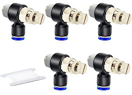 ERGAOBOY 5 Piezas 8MM Tubo OD x 1/4 BSP Macho Codo 90 Grados Empujar para Conectar Válvula de Control de Flujo de Aire Racores Conectores Neumáticos