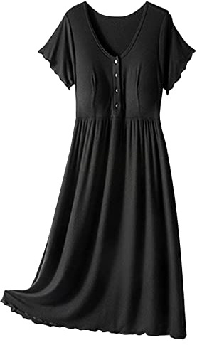 HUOQI Maternity Nightdress Night Dress Birth Nursing Nightdress Maternity Pyjamas Women Maternity Dress Soft Nightgowns Chshirt with Full Button Placket for Home and Hospital, black, XXL