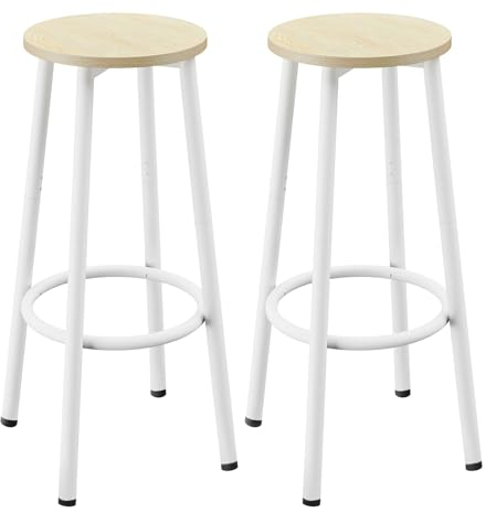 YMYNY Barhocker 2er Set, Küchenhocker mit Fußstütze, Frühstücksbarhocker, Runde Barstühle, 64CM Höhe Hocker für Esszimmer, Küche, Bar, Party, 30×30×64CM Naturfarbe HBS512R