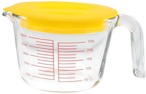 PHENOFICE Taza Medidora De Resistente Altas Con Tapa Vaso Medidor Para Cocinas y Repostería Para Leche y Bebidas Con