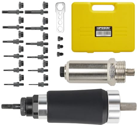 HIFESON Rivet Nut Tool, Electric Drill Adapter Rivet & Rivet nut Two Functions Rivnut Tool Kit,Including 12 Rivet Nut Mandrels and 4 Rivet Heads