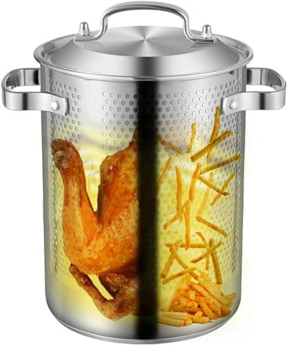 CWCQGH Olla para freír con Tapa Olla Alta para Sopa de Acero Inoxidable/freidora, Herramientas de Cocina para freír Sopa de guisado de Espaguetis de Pollo y Papas Fritas