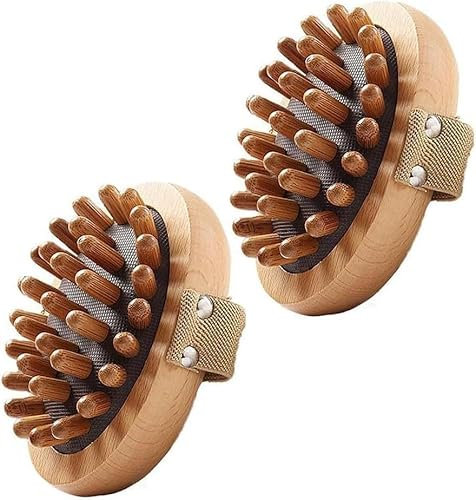 Meridian Lot de 2 brosses à pression anti-cellulite pour le corps, coussin d'air apaisant avec huiles essentielles en bois, brosse de massage méridienne, appareil de massage en bois naturel