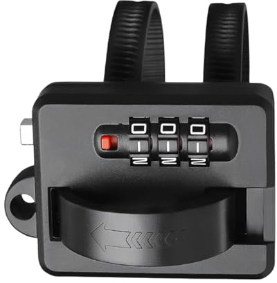 Kustimantu Candado antirrobo para casco de motocicleta, cerradura de combinación de seguridad para bicicletas, soporte para casco, portátil, versátil, accesorios de seguridad para motocicletas