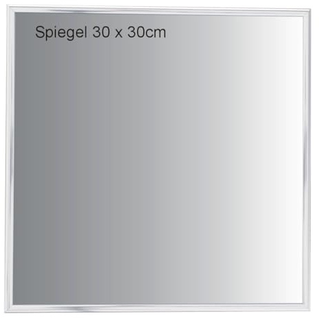 Spiegel 30x30cm im ALU Rahmen Silber glänzend, Echtglas, Wandspiegel, ideal für Bad, Flur, Diele, Büro, Praxis, Wohnmobil u.m.