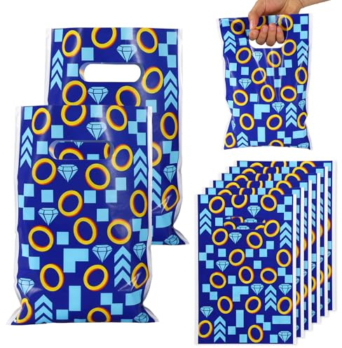 50 Pz Sacchetti Regalo, 25x17cm Sacchetti Regalo Blu Diamante con Anello Dorato con Manici Originali e Fantastici Articoli per Feste per Snack Caramelle