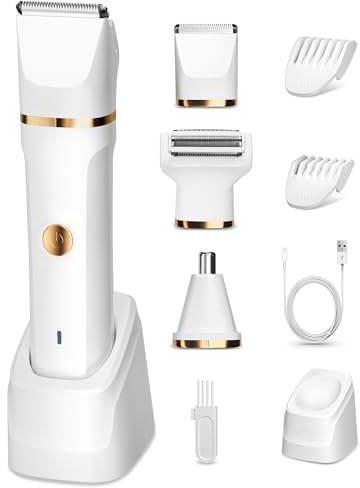Bikini Trimmer Women IPX7, Lady Shavers for Woman Painless, Electric Razor Women Wet & Dry, Rechargeable Nose Trimmer, Body Shaver Men and Woman with 3 Replaceable Heads