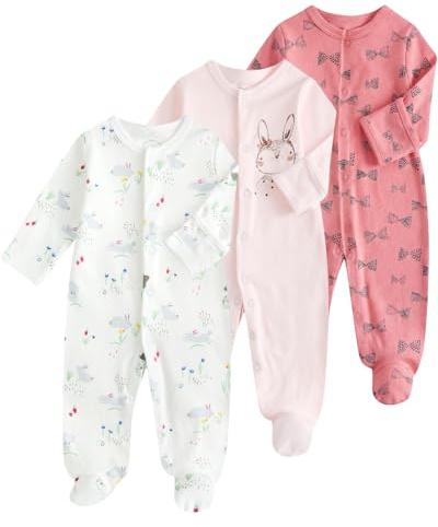 WYTbaby 3 Pack Baby Romper Cotton One Piece Newborn Jumpsuit Long Sleeve Bodysuit Baby Grows for 0-3 Months