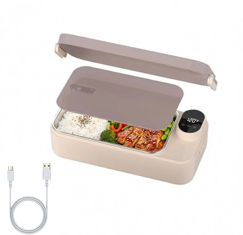 Lonchera eléctrica, calentador compacto recargable, contenedor portátil de acero inoxidable, portador de alimentos de calentamiento rápido, diseño térmico resistente a fugas, conservación diaria de