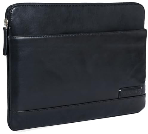 STILORD Robb Vintage Leder Laptoptasche für 13,3 Zoll MacBooks MacBooktasche Herren Damen Universal Tablettasche bis 14 Zoll DIN A4 echtes Rindsleder Farbe:schwarz