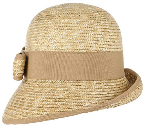 LIERYS Jelea Strohglocke mit Schleife Vintage eleganter Sonnenhut Damen Frühjahr Sommer Natur One Size