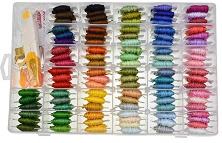 Hilo de bordar, kits de hilo de bordar, 100 colores pulseras de la amistad, hilo de hilo de bordar, 140 piezas de hilo de bordar, herramientas de costura de punto de cruz con caja de almacen
