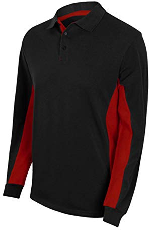 Velilla 105514; Polo bicolor manga larga; color Negro y Rojo; Talla L