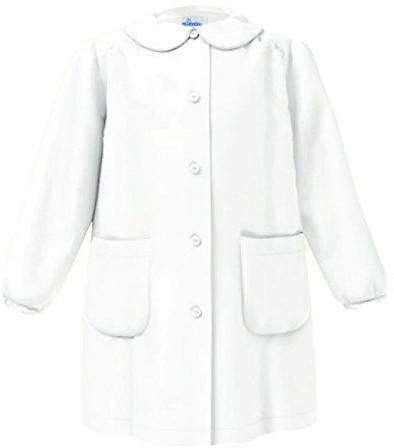 Grembiule Scuola SIGGI Happy School Asilo Bambina Colore Bianco Senza Ricamo Personalizzabile Abbottonatura Centrale con Bottoni, Colletto Bianco. (BIANCO, TG 70 ANNI 7/ALT. CM 122)