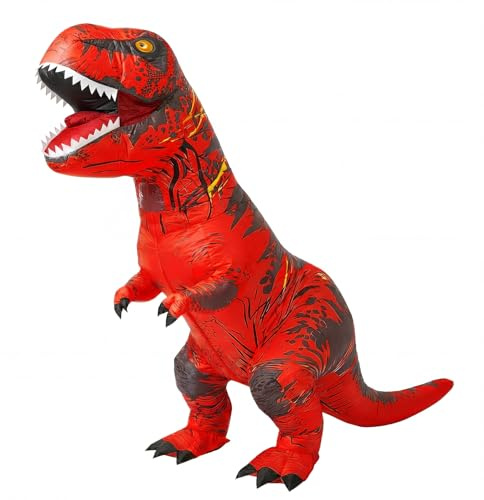 JASHKE Utomjording-dräkt, T-rex-kostymer, uppblåsbar dinosauriekostym, maskeraddräkt för vuxna (röd)