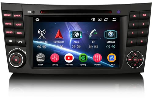 erisin Android 14 4+64GB Radio de Coche para Mercedes CLS Clase E Clase W211 W219 Soporte de 7 Pulgadas GPS Sat Nav Carplay Android Auto Bluetooth 5.0 A2DP WiFi 4G Dab + RDS TPMS SWC