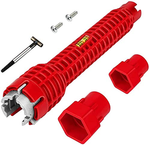 XYDESIGN 8-in-1 Multiusos Instalador de Grifo y Fregadero Herramienta de Plomería Llave de Tubería de Agua para Inodoro/Lavabo/Cocina Plomería y Más, Herramientas de Reparación e Instalación