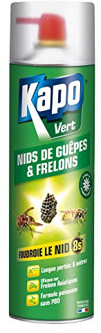 K.PRO VERT Aérosol Foudroyant Nids de Guêpes et Frelons 500ML - Action Foudroyante et diffusion longue portée jusqu'à 6 mètres - à base de pyrètre végétal