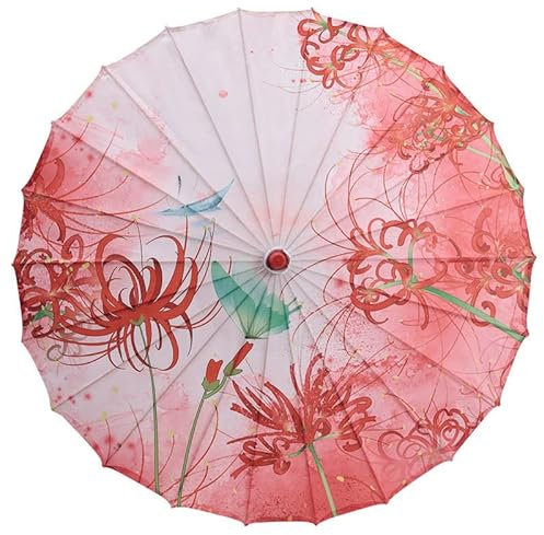 Parasol d'Halloween classique en papier huilé de style chinois imperméable à la pluie, parasol de Noël en papier floral multicolore et parasol en papier peint en bambou (J)