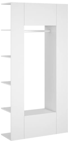 vidaXL 2X Flurschrank Kleiderschrank Garderobenschrank Dielenschrank Garderobe Flurgarderobe mit Regalen Kleiderstangen Fächern Weiß Holzwerkstoff