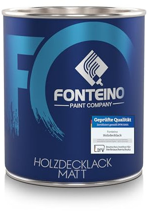 Fonteino Holzfarbe Holzschutzfarbe Holzlack Wetterschutzfarbe Holz Deckfarbe Matt - Tiefschwarz 750ml