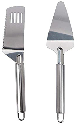 2 Pieces Pie Server Set, Stainless Steel Spatula and Cake Cutter Slicer Set, Serrated Edge Spatula and Cake Cutter Knife Kitchen Essentials for Cutting & Serving Desserts