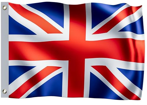 MONZANA® Drapeau Royaume-Uni 150x90cm drapeau national UK oeillets métalliques résistant intempéries 100% Polyester extérieur bords double ourlet