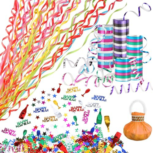 DPKOW Purpurina Serpentinas Nochevieja Confeti Mesa Serpentinas de Lanzamiento a Mano Cintas para Mesa Decoracion Fin de Año 2026 Cotillon Accesorios Decoracion Nochevieja 2026