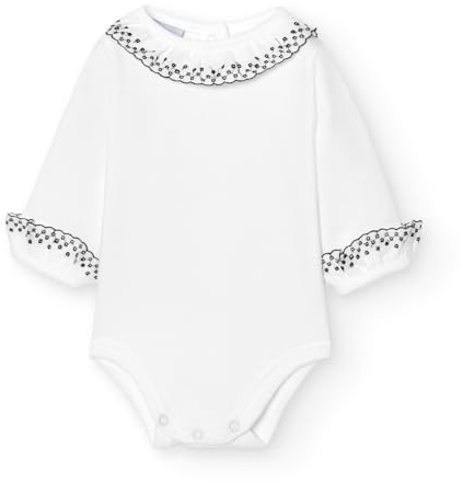 BABIDU Body Bebé Manga Larga 100% Algodón Cuello Batista con Puntilla, Body Bebé Recién Nacido Tejido Suave Hipoalergénico y Transpirable, Ropa Bebé Niño y Niña Unisex, Primera Puesta, Para Uso Diario