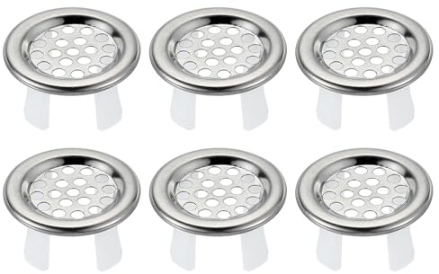 PATIKIL Anello Di Troppo Pieno Del Lavello, 6 Pezzi Copertura Troppo Pieno Acciaio Inox Inserto Per Foro Griglia Per Lavello Bagno Cucina Lavandino, Argento