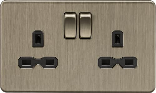 Knightsbridge 13A 2G DP Switched Socket - Antique Brass