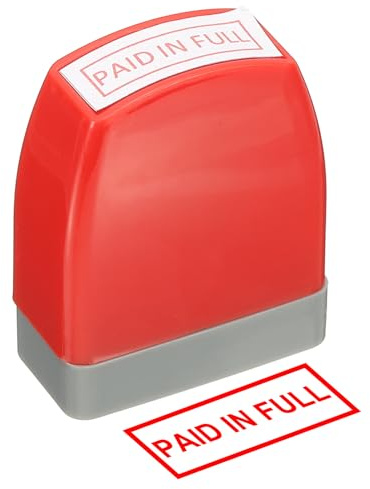 PATIKIL Paid in Full Notice Stamp Self Inking, Red Ink Office Pre Inked Message Stamp for Business, Red