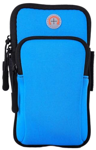 Running Armband for Phone, Sports Phone Holder for Gym Hiking Travel Fitness Access, Mobile Phone Armbands with Headphone Jack Hole, Compatibled with iPhone/Samsung (up to 6.8) (Blue)