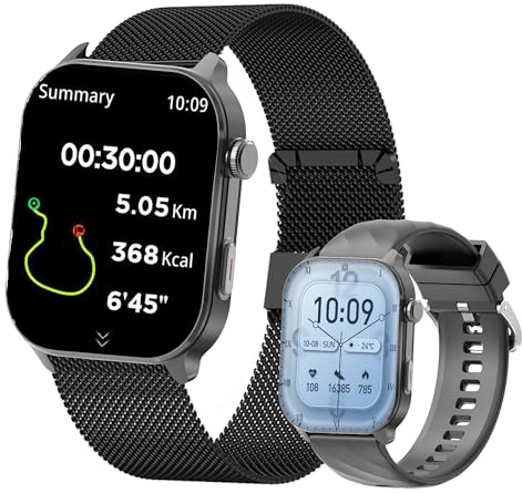 SGDDFIT Smartwatch GPS da 2,01, AMOLED, orologio fitness da uomo con funzione telefonica, batteria da 350 mAh, orologio sportivo con chiamate con monitor del sonno, impermeabile 5 ATM, per iOS
