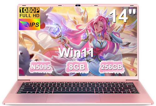 Ordenador Portátil 14 Pulgadas Win11 Celeron N5095 Upto 2,9 GHz LPDDR4 Portatiles 8GB RAM 256GB SSD TF 1TB 5G WiFi 1920*1080 FHD USB 3.0 Laptop Película Protectora Español - Oro Cuerpo Metálico1
