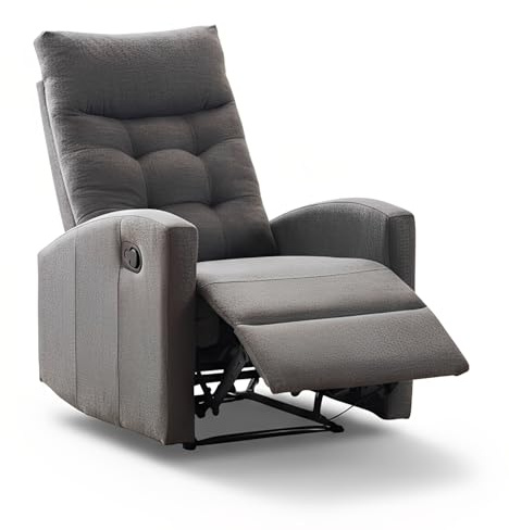 Marvin Poltrona Relax Reclinabile Manuale con Poggiapiedi Solena, Schienale Regolabile Seduta Ergonomica in Tessuto per Arredo Salotto, Soggiorno e Ufficio (Grigio)