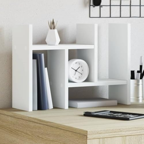 QUAHEAS Skrivbordsförvaring vit trämaterial 34,5 x 15,5 x 35,5 cm med vridbart förvaringssystem för kontorsmaterial, dokument, pennor och etiketter, stapelbar för hemmakontor och arbetsplats