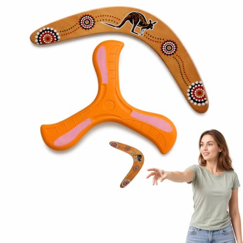 Kuwuarg 2 Pcs Wooden Boomerang Set, Aerodynamic Flying Discs | Wooden Boomerang Set, Aerodynamic Flying Disc, Outdoor Sports Gear, Backyard Games, Beach Play, Family Picnics, Park Visits
