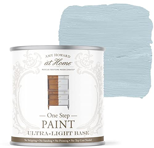 AMY HOWARD AT HOME Chalk-Based One Step Paint for Furniture, Cabinetry, Decor, Finish, and More | No Stripping, Sanding, or Priming | Ultra-Light Base | 32 Ounce | French Blue
