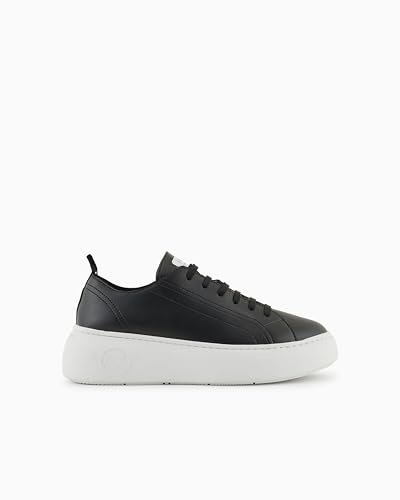 Armani Exchange Scarpe da Ginnastica in Pelle Nera Tinta Unita