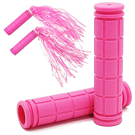 Bike Handle Grips with Tassel Streamers for Girls Boys and Kids, Non-Slip Bicycle Handlebar Grips Cover for Mountain Bike, Scooters Cruiser Road Bike Handle Grips, BMX MTB Cycling Replacement Parts