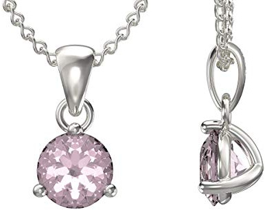 Aeon Birthstone Necklace - October Pink Tourmaline | 925 Sterling Silver & Cubic Zirconia| Polishing Cloth Included | Jewellery Gifts