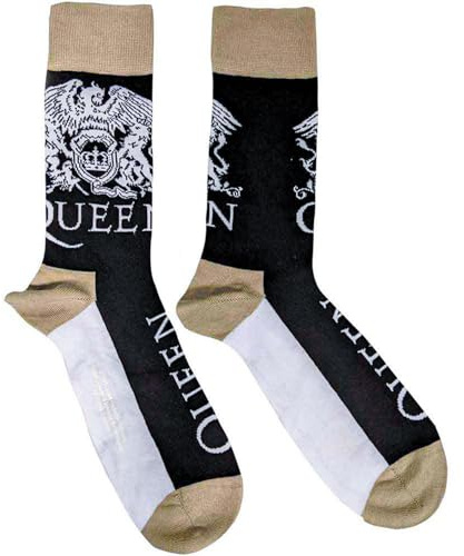 Rock Off Trade Queen Socken Crest and Band Logo Nue offiziell Herren Schwarz (UK Size 7-11)